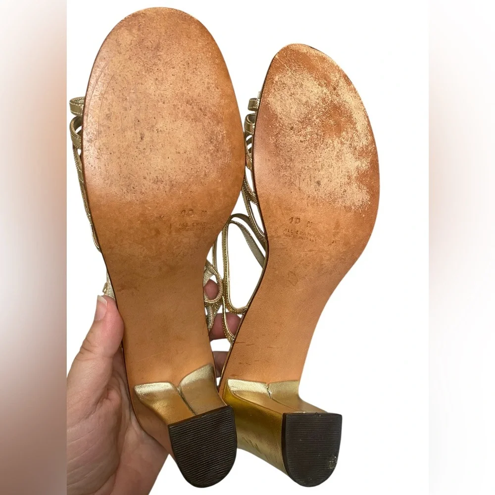 amalfi by rangoni shoes Strappy Sandals Heels Women Size 7N Narrow Gold Metallic